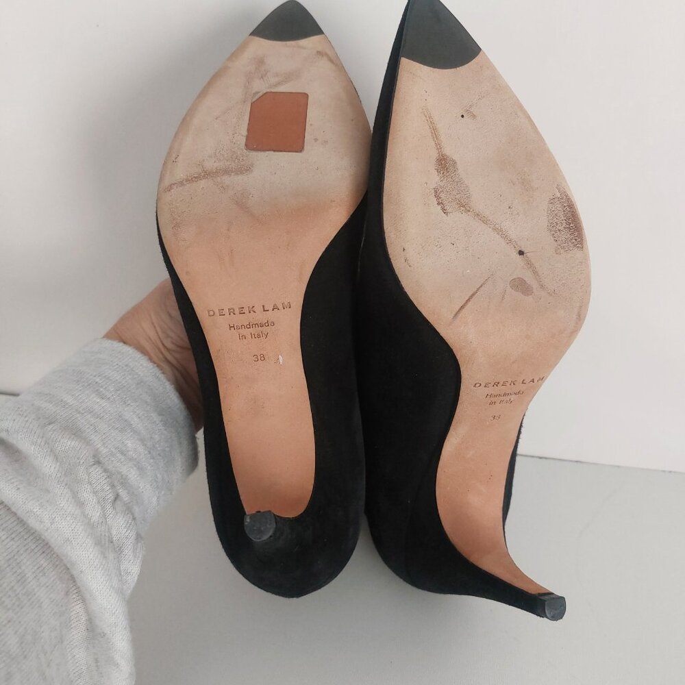 Derek Lam Ankle Boots 8 Black Suede Pointy Toe Heels Italian Cool Girl Designer - Picture 12 of 16